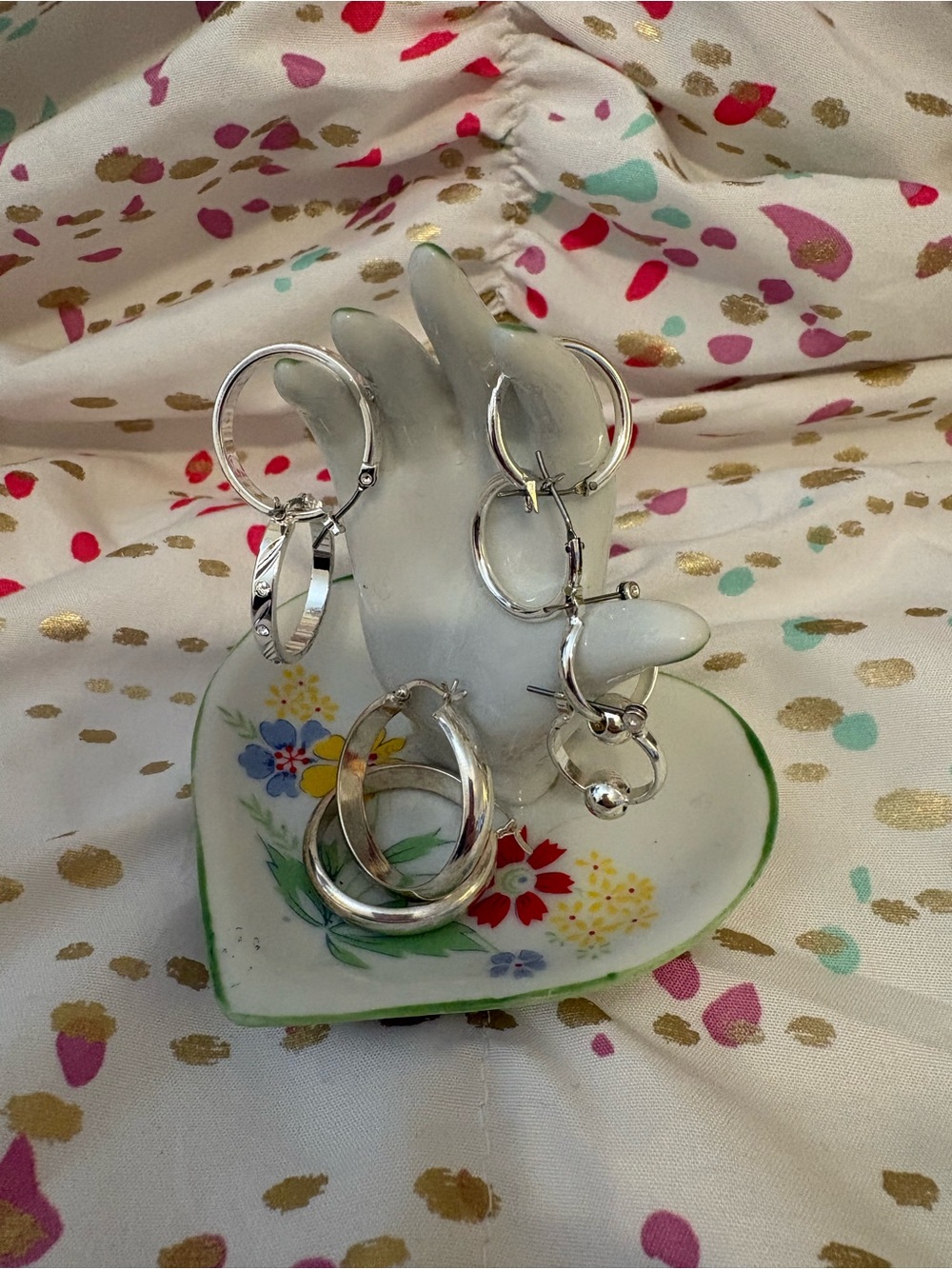 Silver Hoop and Dangle Earring Set - Silver Women's Accessories